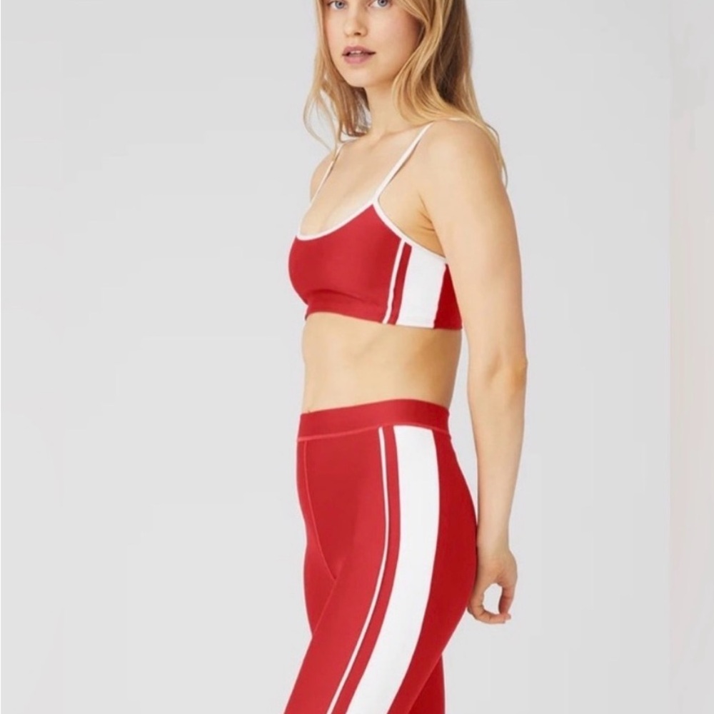 Alo Yoga Car Club Red and White Striped Set